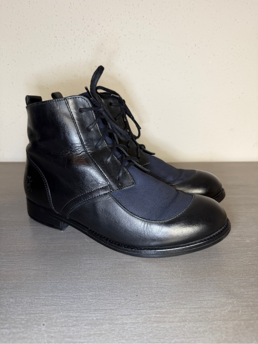 Fly London 144077005 Leather Boots Navy Insert Portugal Quality Women's Size 9